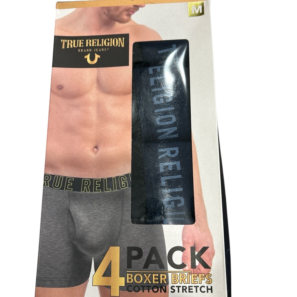True Religion Men's Black Boxer Briefs - 4 Pack M